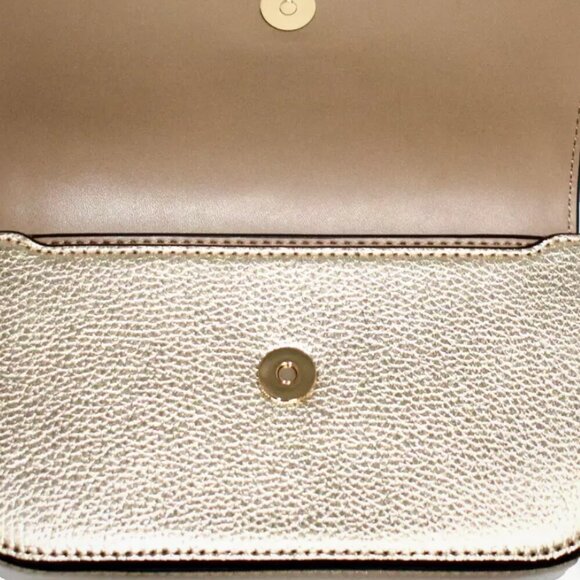 NWT Michael Kors Jet Set Travel Small Metallic Leather Crossbody - GOLD - Picture 7 of 12
